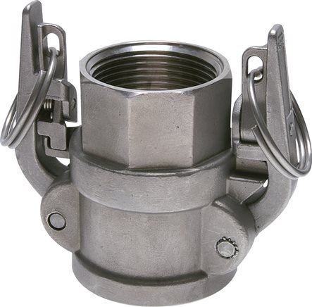 Exemplary representation: Quick coupling socket with safety lock and female thread, 1.4408